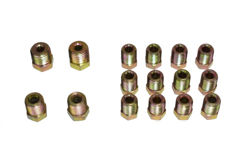A-Team Performance Brake Line Fittings Kit - Universal Gold 35-Piece, 3/16 In & 1/4 In Tube - Inverted Flare Zinc-Coated Adapters for Automotive Brake Line Repair - Image 4